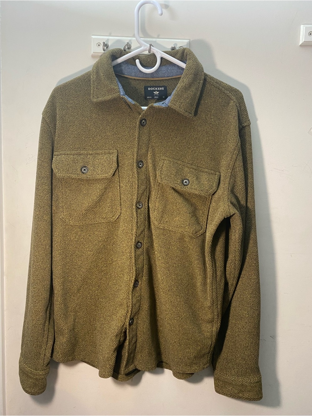Dockers Men's Olive Green Button-Front Shirt Jacket